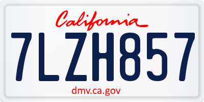 CA license plate 7LZH857