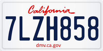 CA license plate 7LZH858