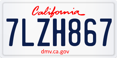 CA license plate 7LZH867