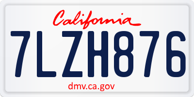 CA license plate 7LZH876