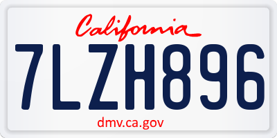 CA license plate 7LZH896
