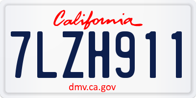 CA license plate 7LZH911