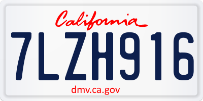 CA license plate 7LZH916