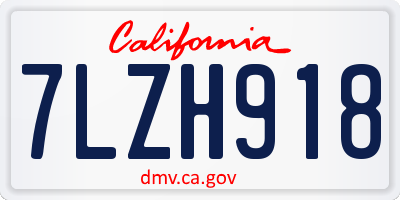 CA license plate 7LZH918