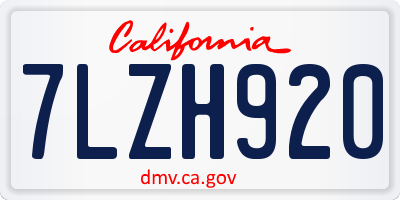 CA license plate 7LZH920