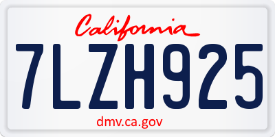 CA license plate 7LZH925