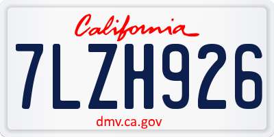 CA license plate 7LZH926