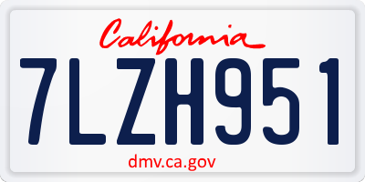 CA license plate 7LZH951