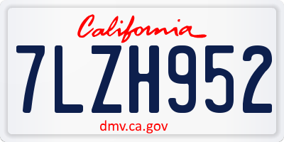 CA license plate 7LZH952