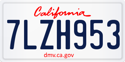 CA license plate 7LZH953