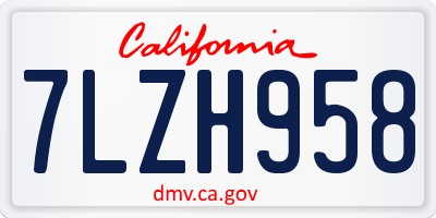 CA license plate 7LZH958