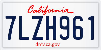 CA license plate 7LZH961