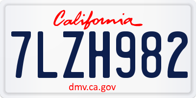 CA license plate 7LZH982