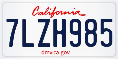 CA license plate 7LZH985