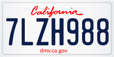 CA license plate 7LZH988