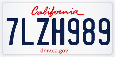 CA license plate 7LZH989