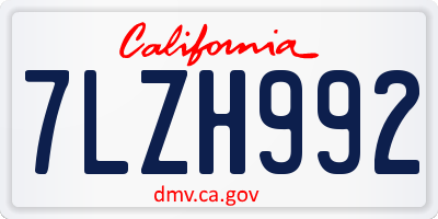 CA license plate 7LZH992