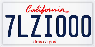 CA license plate 7LZI000