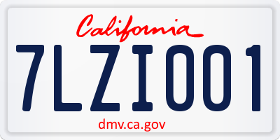 CA license plate 7LZI001