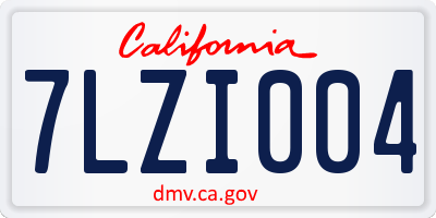 CA license plate 7LZI004