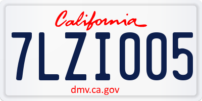 CA license plate 7LZI005