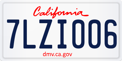 CA license plate 7LZI006