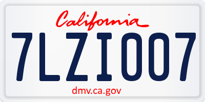 CA license plate 7LZI007