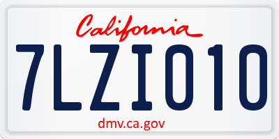 CA license plate 7LZI010