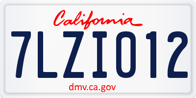 CA license plate 7LZI012