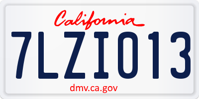 CA license plate 7LZI013