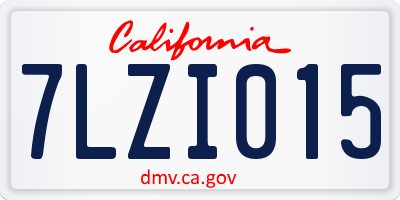 CA license plate 7LZI015