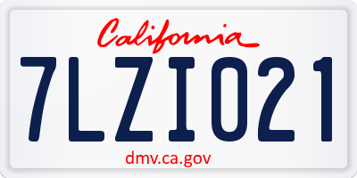 CA license plate 7LZI021