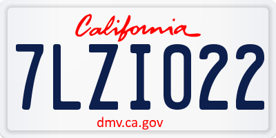 CA license plate 7LZI022