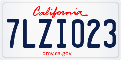CA license plate 7LZI023