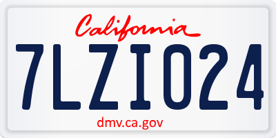 CA license plate 7LZI024