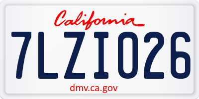 CA license plate 7LZI026