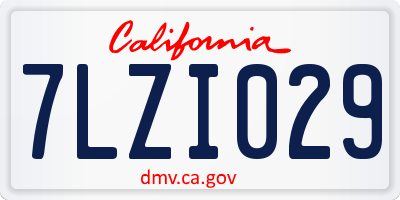 CA license plate 7LZI029