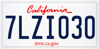 CA license plate 7LZI030