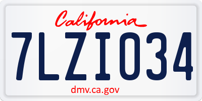 CA license plate 7LZI034