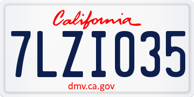 CA license plate 7LZI035