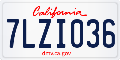 CA license plate 7LZI036