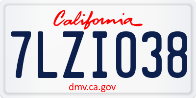CA license plate 7LZI038