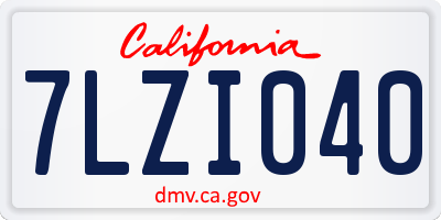 CA license plate 7LZI040