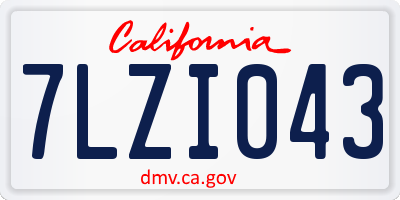 CA license plate 7LZI043