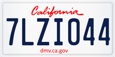 CA license plate 7LZI044