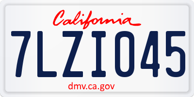 CA license plate 7LZI045