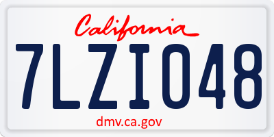 CA license plate 7LZI048