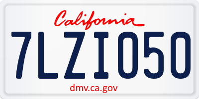 CA license plate 7LZI050