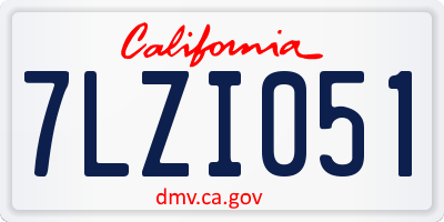 CA license plate 7LZI051