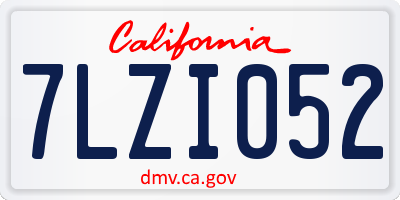 CA license plate 7LZI052